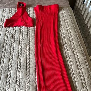 2 piece skirt and crop top set